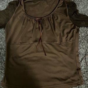 Brown cropped Y2k top